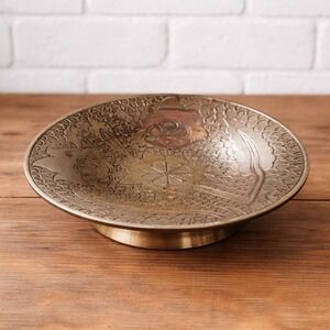 Vintage EPNS India Silver Plate Engraved Floral Bowl 9" Centerpiece Serving Dish